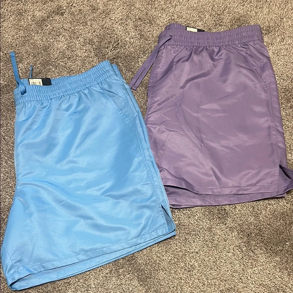 NWT‎ Mens Tek Gear XXL TALL 2XLT Purple/Blue Swim Trunk Mesh Lined LOT OF TWO